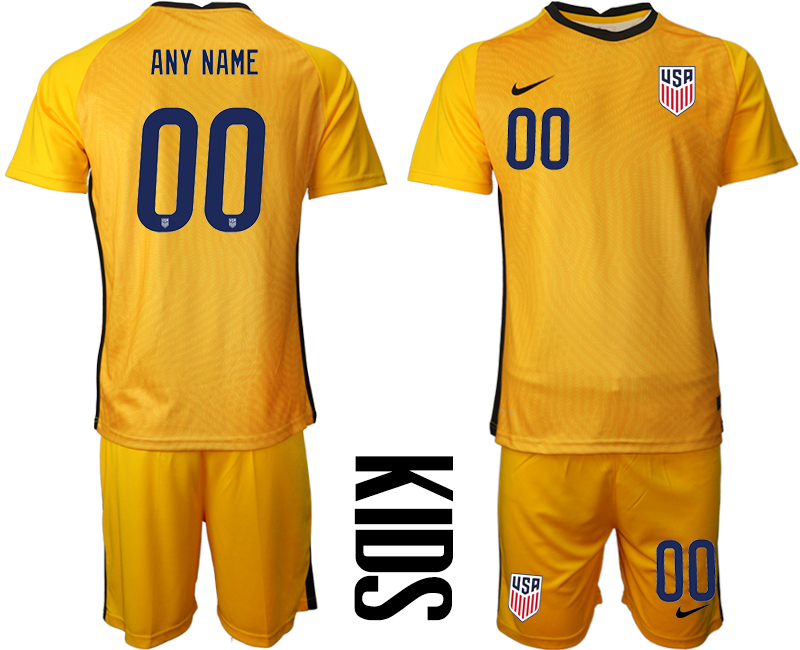 Youth 2020-2021 Season National team United States goalkeeper yellow customized Soccer Jersey->customized soccer jersey->Custom Jersey